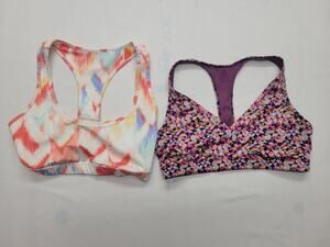 Pair Of 2 (Two) Strappy Sports Bras Victoria Sport & JustFab Athletics Size M
